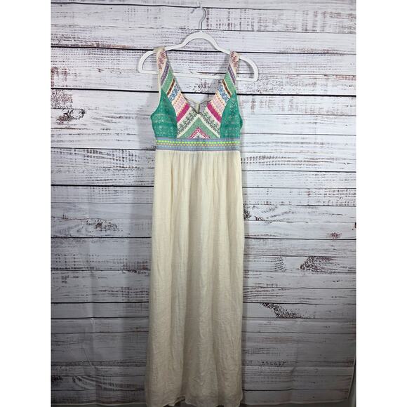 Flying Tomatoe Maxi Dress Open Back Embroidered Patchwork Boho Size S - Picture 1 of 6